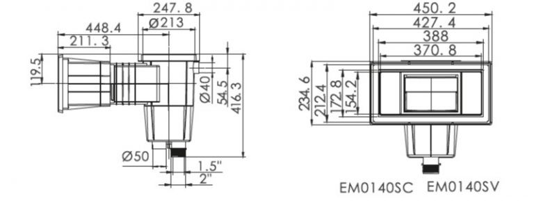 اسکیمر استخر ایمکس دهنه باز متوسط مدل EM0140